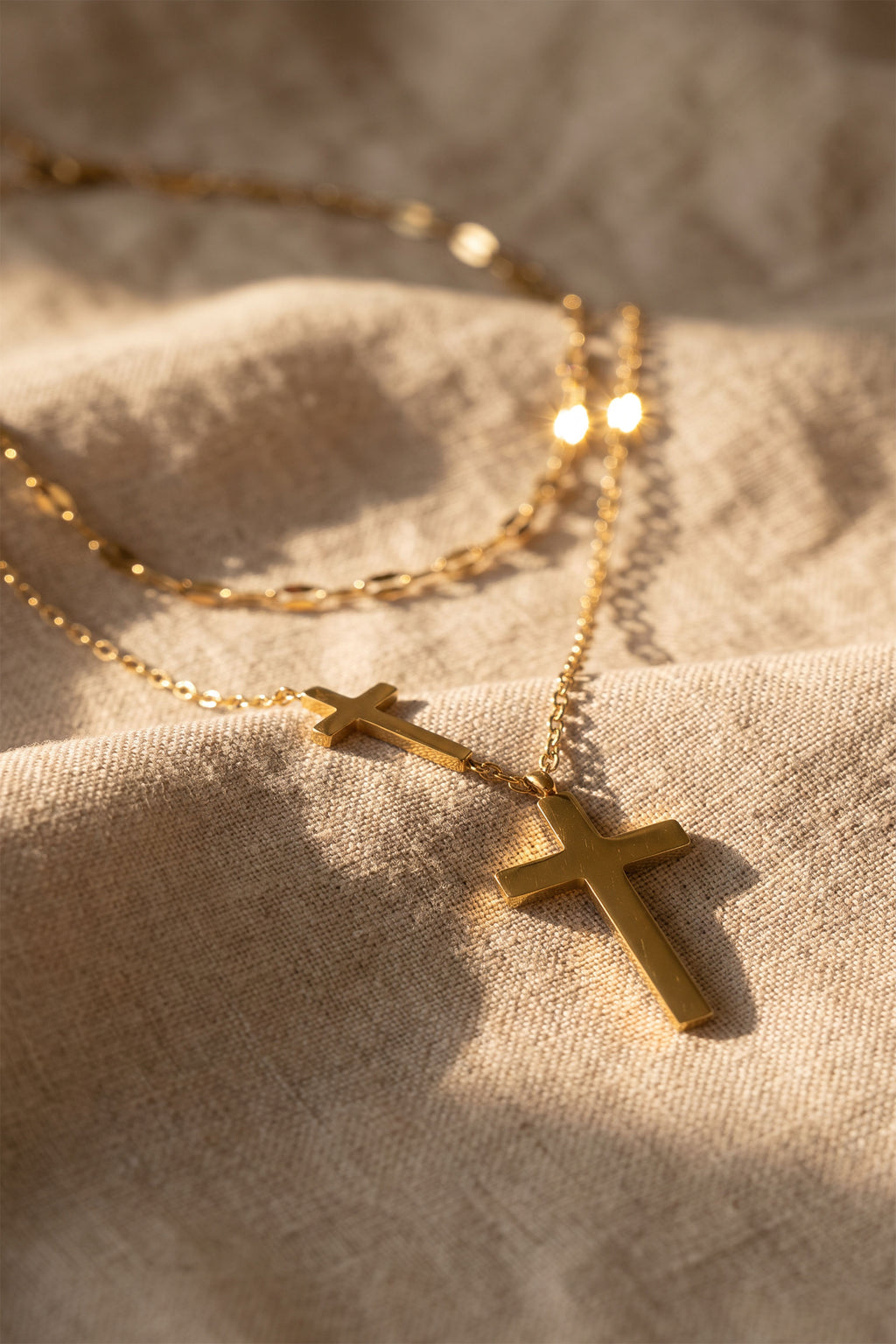 Divine Layers Cross Necklace Set | Waterproof Gold Plated Stainless Steel