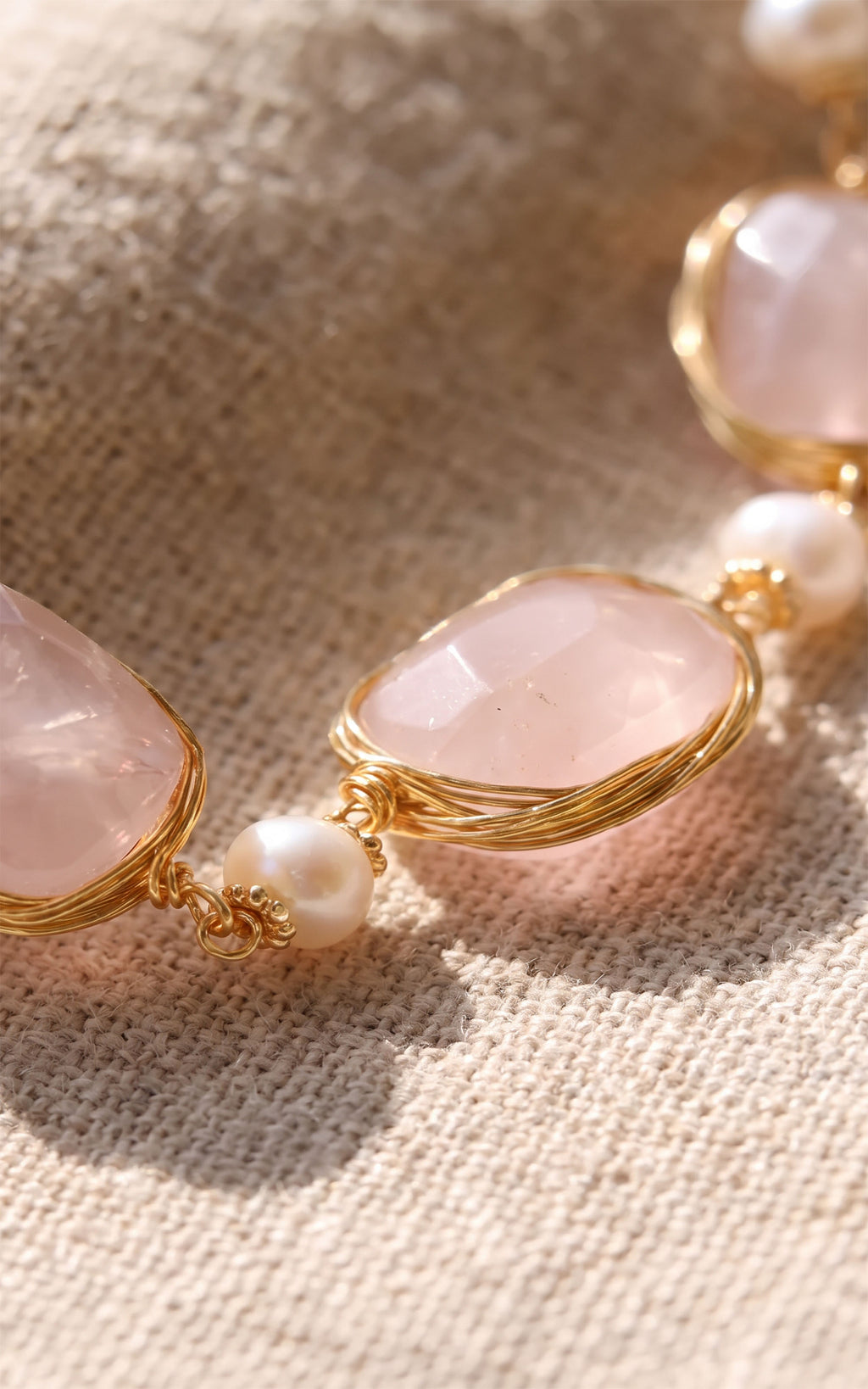 Garden Dreams Healing Gemstone & Pearl Necklace | Gold Recycled Brass Gemstone Cluster