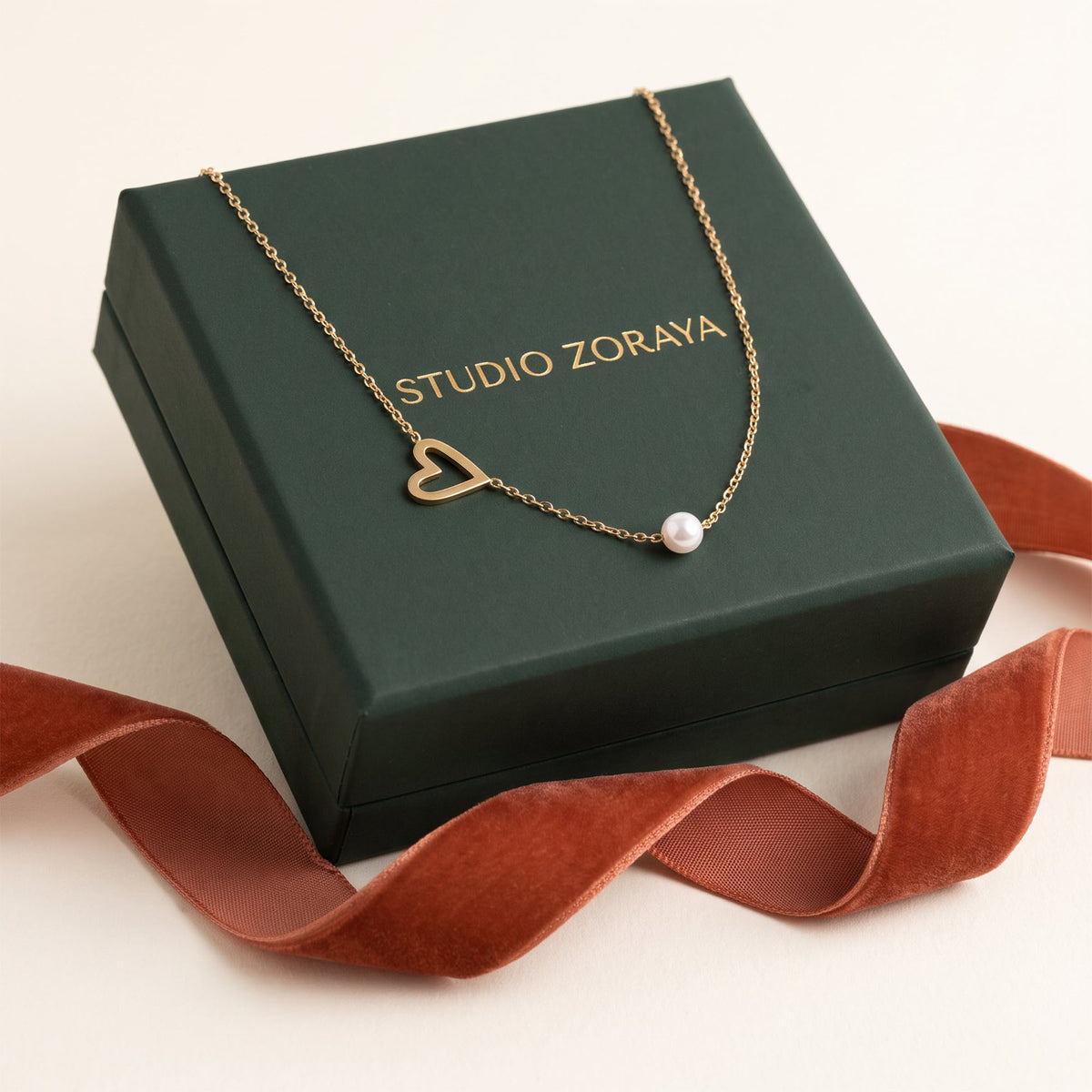 Pearl Heart Embrace Necklace | Gold Plated Stainless Steel
