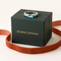 Azure Architect Ring | Gold Plated Recycled Brass with Sapphire Blue Cubic Zirconia
