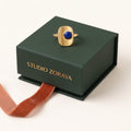 Cosmic Truth Ring | Gold Plated Recycled Brass Lapis Lazuli Ring – Natural Blue Gemstone