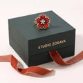 Crimson Bloom Ring | Gold Plated Recycled Brass with Red Cubic Zirconia