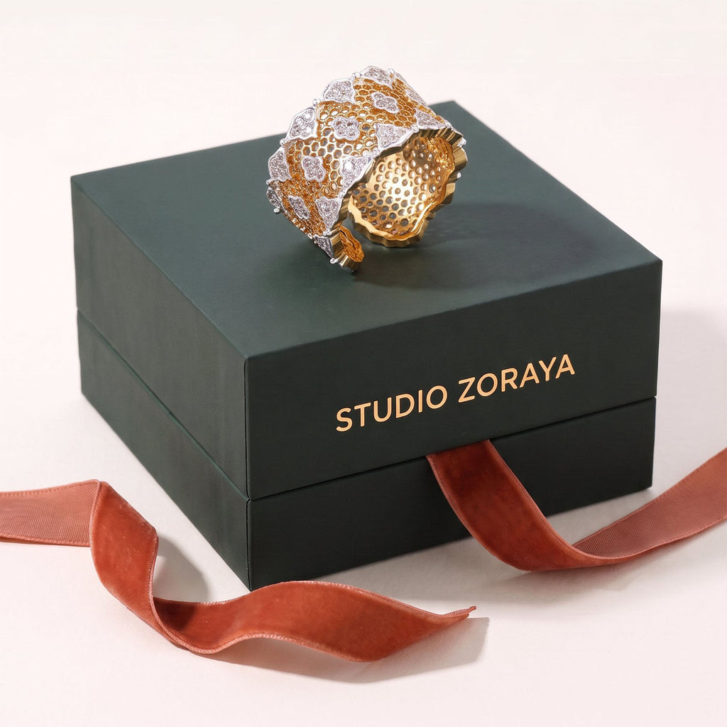 Honeycomb Crystal Power Ring | Gold Plated Recycled Brass with Cubic Zirconia