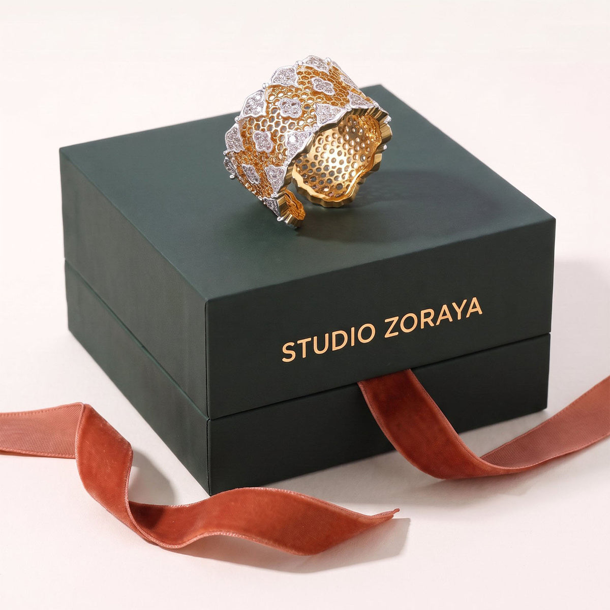 Honeycomb Crystal Power Ring | Gold Plated Recycled Brass with Cubic Zirconia