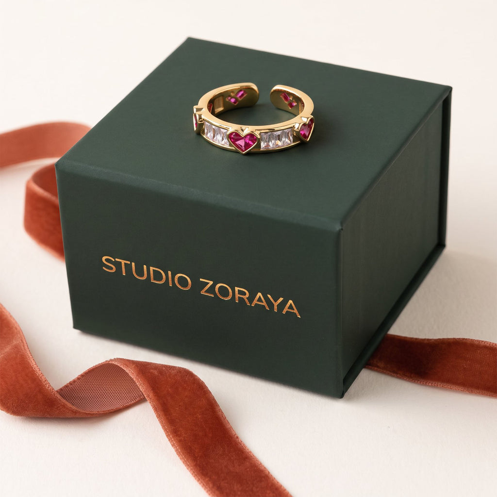 Love + Logic Ring | Gold Plated Recycled Brass with Cubic Zirconia